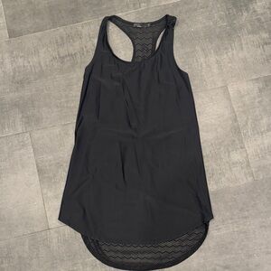 Black Racerback Layered Mesh Hem Bathing Suit Cover Up